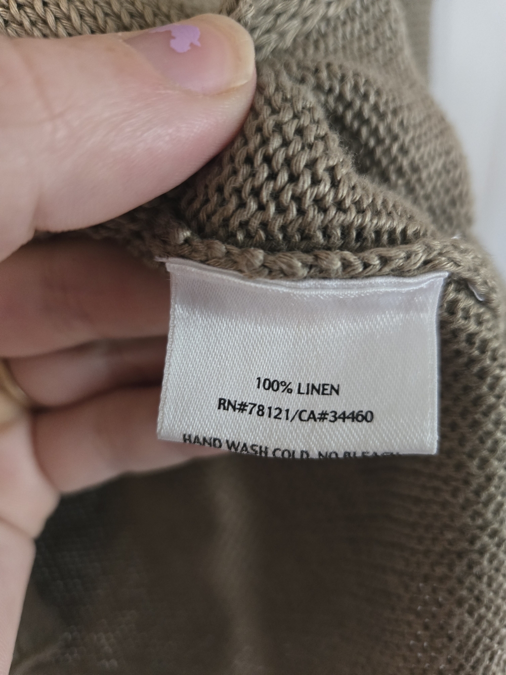 Eileen Fisher Linen Knit Taupe V-Neck Button Front Cropped Sweater - Picture 4 of 9